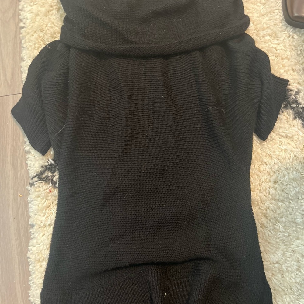 Black Knit Short Sleeve Sweater